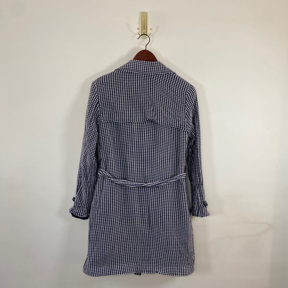 Lauren Conrad‎ Gingham Trench Coat Ruffled Lightweight Waist Tie Women's  Small - Picture 7 of 8